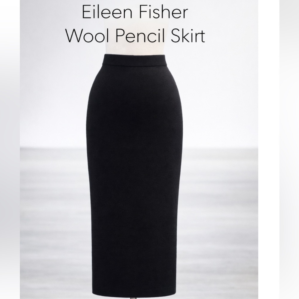 Eileen Fisher Dark Gray / Purple Wool Pencil Skirt
